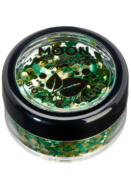 paillettes vertes, paillettes visage et corps, paillettes maquillage, Paillettes Vertes et Dorées, Shamrock, Poudre Chunky