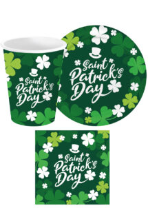 vaisselle jetable Saint Patrick, assiettes Saint Patrick, gobelets Saint Patrick, serviettes Saint Patrick, Irlande