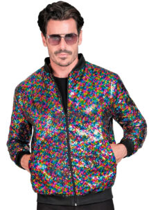 blouson paillettes, veste paillettes, bombers paillettes, paillettes multicolores sequins, veste disco