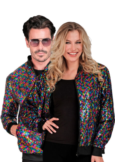 blouson paillettes, veste paillettes, bombers paillettes, paillettes multicolores sequins, veste disco, Blouson Bombers, Paillettes Sequins Multicolores