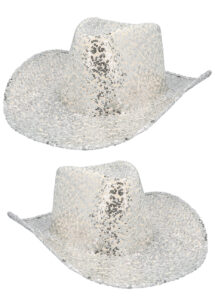 chapeau paillettes, chapeau cowboy argent, chapeau cowboy festivals, chapeau sequins argent