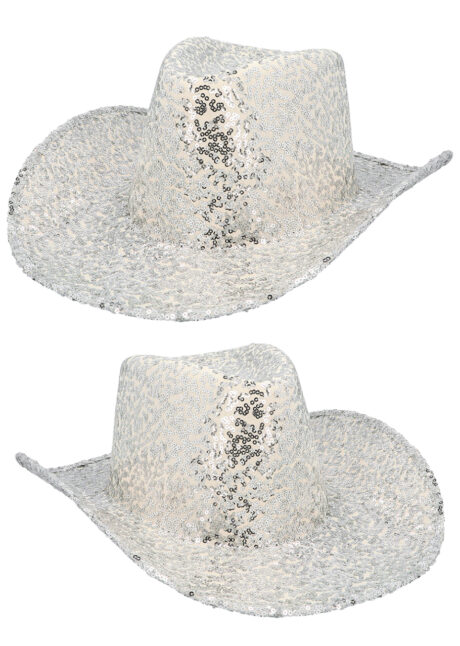 chapeau paillettes, chapeau cowboy argent, chapeau cowboy festivals, chapeau sequins argent, Chapeau de Cowboy Paillettes Argent