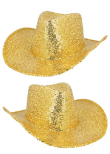 chapeau paillettes, chapeau cowboy doré, chapeau cowboy festivals, chapeau sequins dorés