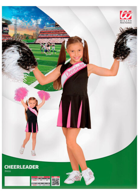 déguisement pompom girl enfant, déguisement de cheerleader fille, déguisements filles, déguisements enfants, Déguisement de Pom Pom Girl, Noir et Rose, Fille