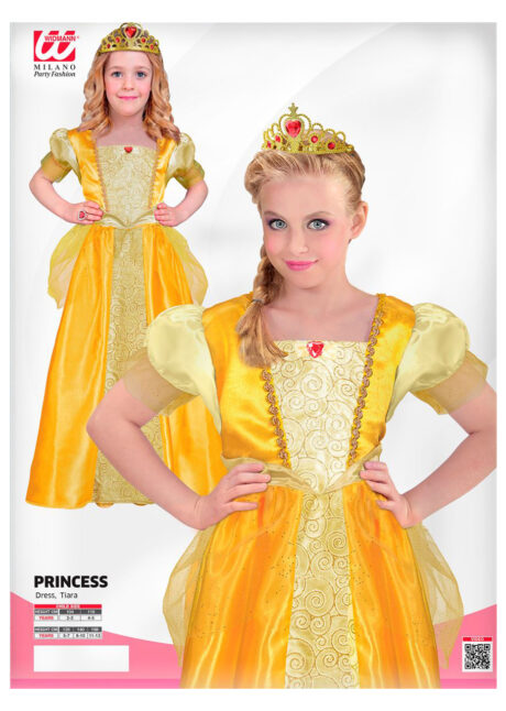 déguisement princesse fille, costume de princesse jaune enfant, déguisement Belle, Déguisement de Princesse Jaune, avec Diadème, Fille