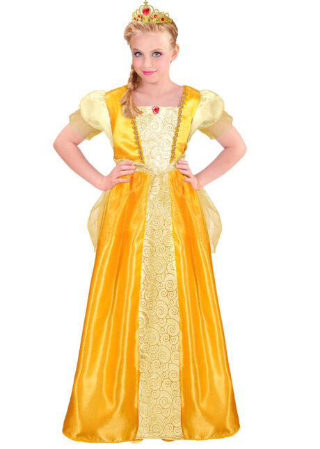 déguisement princesse fille, costume de princesse jaune enfant, déguisement Belle, Déguisement de Princesse Jaune, avec Diadème, Fille