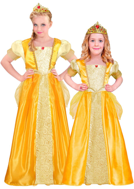 déguisement princesse fille, costume de princesse jaune enfant, déguisement Belle, Déguisement de Princesse Jaune, avec Diadème, Fille