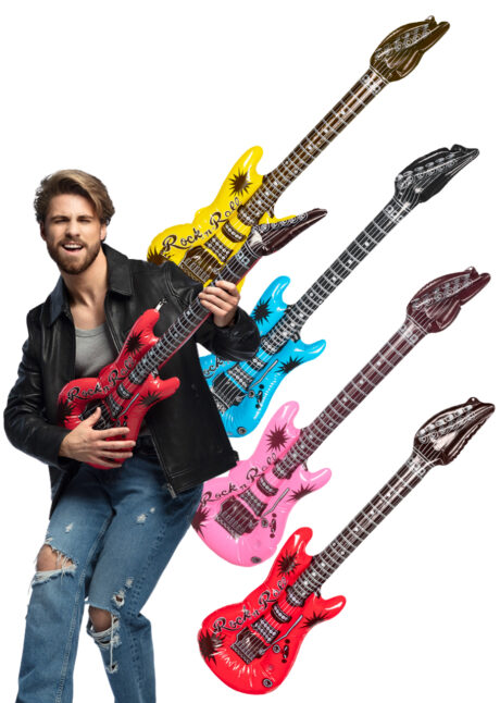 guitare électrique gonflable, guitare déguisement, accessoire rock déguisement, accessoire chanteur déguisement, fausse guitare électrique déguisement, Guitare Electrique Gonflable, 4 couleurs