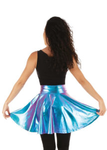 jupe bleue irisée, jupe métal, accessoire futuriste, jupe disco, jupe sirène