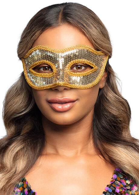 masque vénitien, loup vénitien, masque carnaval de Venise, masque vénitien paillettes dorées, masque doré, Giulietta, Loup Vénitien à Paillettes Sequins, Doré