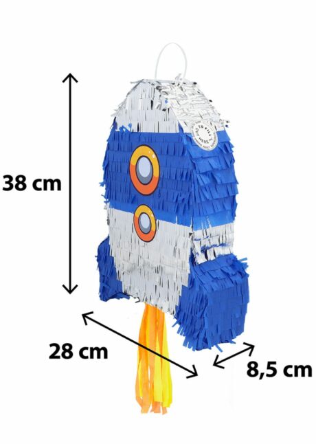 PINATA FUSEE ANNIVERSAIRE ENFANT, Pinata Fusée Bleue et Argentée – Anniversaire Thème Espace