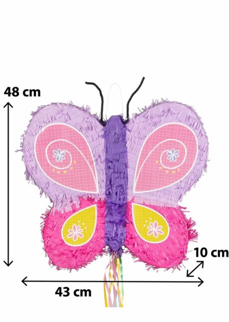 PINATA PAPILLON ROSE ANNIVERSAIRE, Pinata Papillon Rose et Violet – Anniversaire Fille – 48 cm