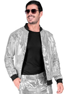 blouson paillettes, veste paillettes, bombers paillettes, paillettes argent sequins, veste disco, Blouson Bombers, Paillettes Sequins, Argent