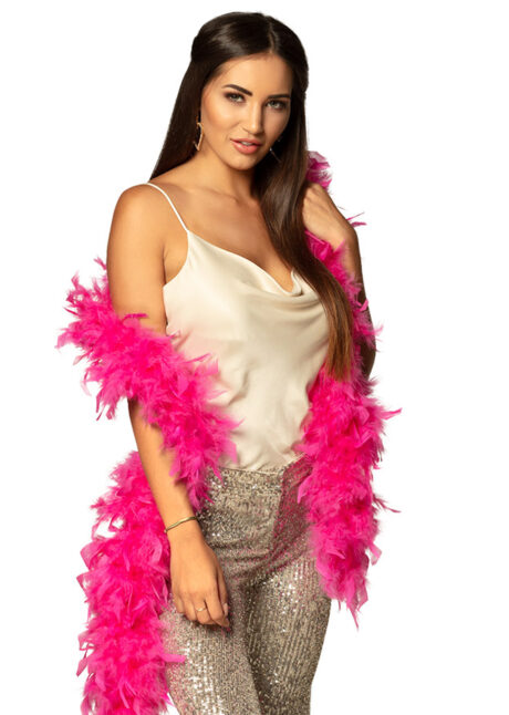 boa, boa en plumes, accessoire années 20, accessoire années 30, boa rose, Boa en Plumes, Rose Vibrant