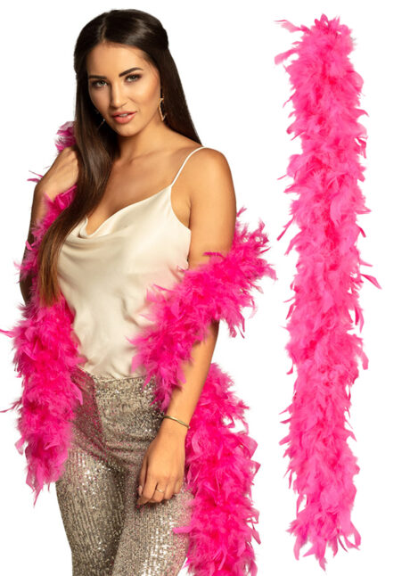 boa, boa en plumes, accessoire années 20, accessoire années 30, boa rose, Boa en Plumes, Rose Vif