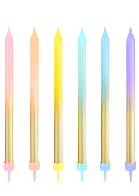 bougies anniversaire, bougies multicolores pastel, bougies pastel pour anniversaire, 6 Bougies Anniversaire, Pastel et Feuille d’Or