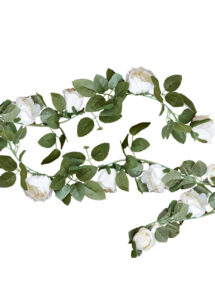 guirlande de fleurs en tissu, fleurs artificielles, guirlande de roses blanches, guirlande fausses fleurs, Ginger ray