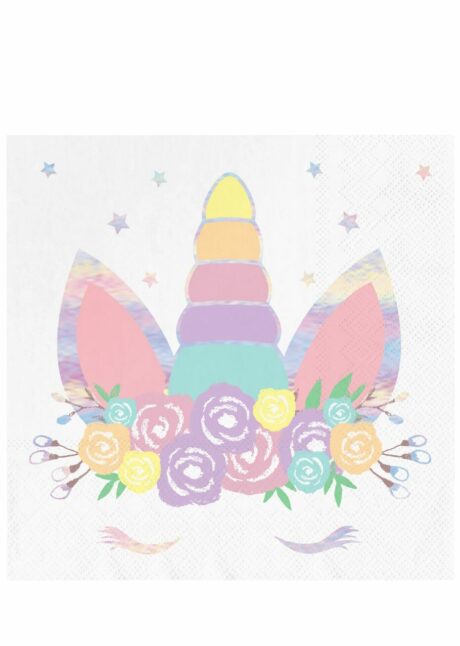 anniversaire licorne, serviettes licorne, anniversaire thème licorne, Serviettes Anniversaire Licorne – 16 cm