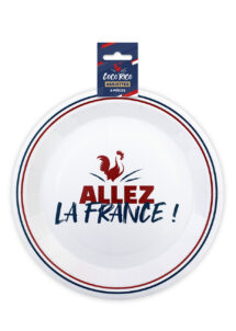 vaisselle France, assiettes allez la France, assiettes jetables thème France, décorations France, assiettes thème Foot