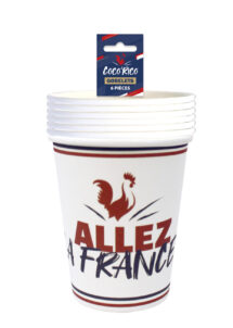 gobelets allez la France, gobelets jetables thème France, décorations France, gobelets thème Foot, vaisselle France