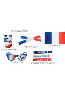 kit de supporter France, accessoires de supporter France, Euro 2024, JO, lunettes supporter, drapeau France