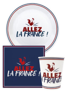 vaisselle jetable Allez France, vaisselle France, décorations France, décorations Euro, vaisselle coupe du Monde