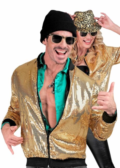 veste disco dorée, bombers disco paillettes, tenue disco dorée, Bombers Doré à Paillettes – Veste Disco