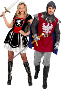 déguisement couples, costumes couples, déguisements chevaliers homme et femme, duo de chevaliers