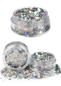 paillettes argent en poudre, paillettes maquillage visage