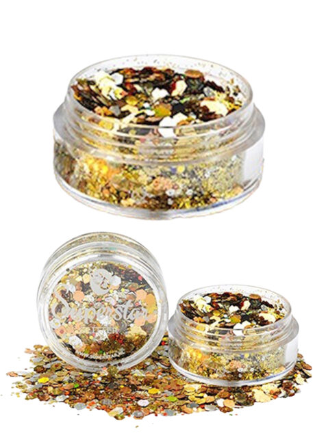 PAILLETTES-POUDRE-DOREE, Paillettes Dorées Champagne, Poudre Chuncky Mix, Superstar