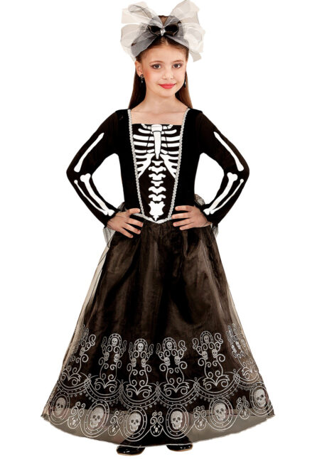 déguisement halloween fille, déguisement squelette fille, déguisement jour des morts fille, Déguisement de Squelette Jour des Morts Noir, Fille