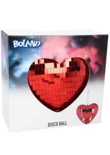 boule à facettes coeur rouge, boule disco forme coeur, boule à facettes coeur