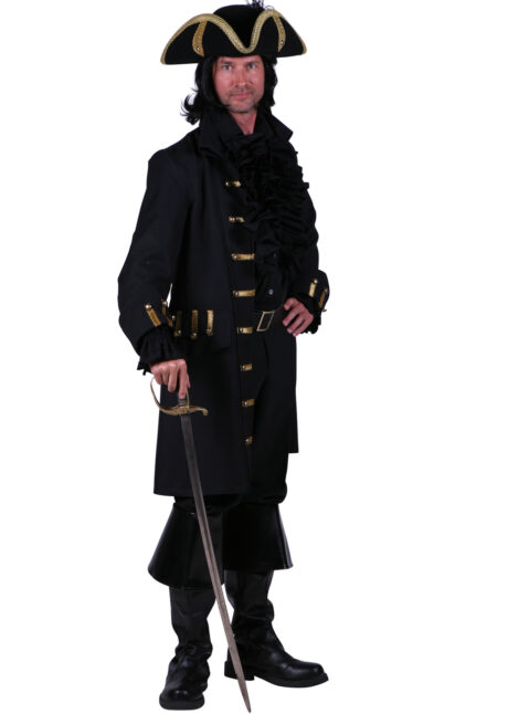 déguisement pirate, manteau de pirate, costume de pirate qualité, Déguisement de Pirate, James, Veste Noire, Premium