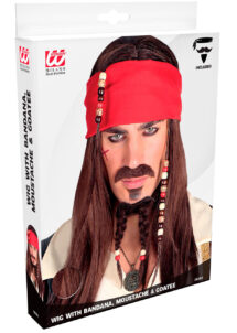 perruque de pirate, perruque pirate, perruque avec bandeau pirate