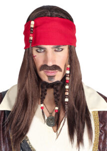 perruque de pirate, perruque pirate, perruque avec bandeau pirate