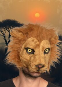 masque de lion réaliste, masque de lion fourrure