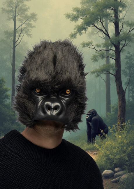 masque de gorille, masque gorille fourrure, Masque de Gorille Fourrure, Demi Visage