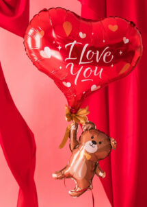 ballon coeur Saint Valentin, ballon ourson et coeur, ballon aluminium coeur
