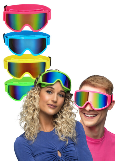 lunettes ski, lunettes fluo, lunettes masque de ski, Lunettes Ski Party, Couleurs Fluos, Miroirs