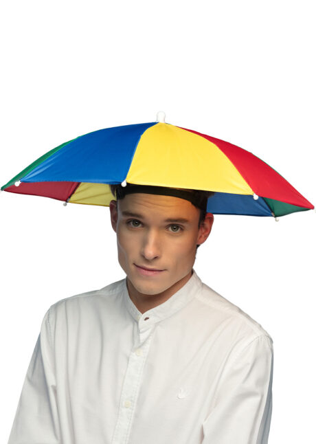 chapeau parapluie multicolore, chapeau humour parapluie, Chapeau Parapluie Multicolore