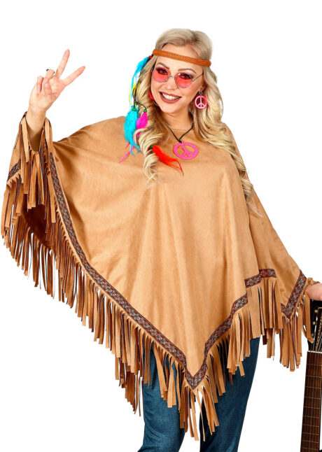 poncho indienne, poncho hippie, déguisement indien cowboy, Déguisement d’Indienne, Hippie ou Festival, Poncho à Franges
