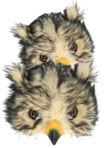 masque de hibou en fourrure, masque hibou fausse fourrure