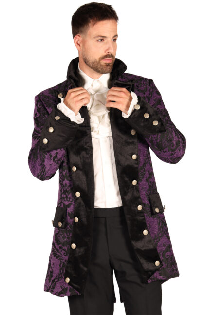 déguisement marquis, déguisement vampire, déguisement pirate, déguisement haut de gamme, déguisement premium, Déguisement Marquis, Pirate, Vampire, Veste Royale, Noir et Violet, Premium