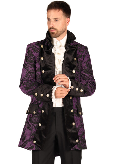 déguisement marquis, déguisement vampire, déguisement pirate, déguisement haut de gamme, déguisement premium, Déguisement Marquis, Pirate, Vampire, Veste Royale, Noir et Violet, Premium