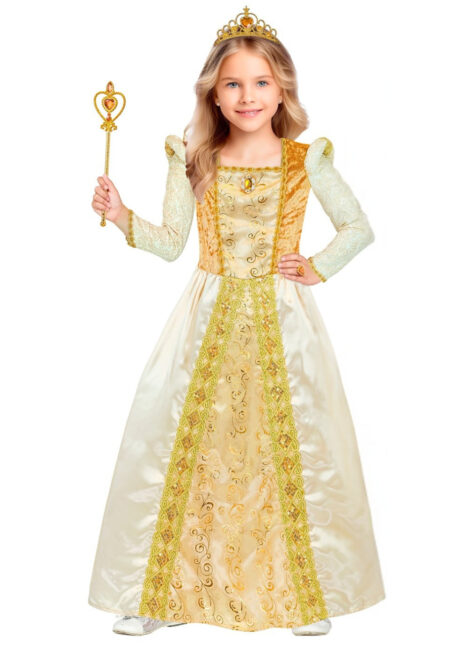 déguisement princesse dorée fille, déguisement reine médiévale dorée fille, Déguisement de Reine Médiévale, Dorée, Fille