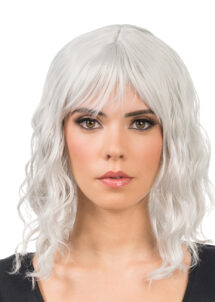 perruque grise femme, perruque qualité, perruque ondulée, perruque Halloween