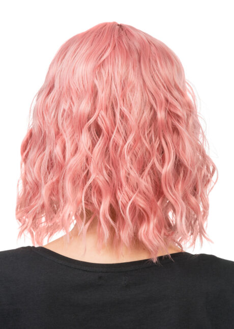 perruque rose, perruque frange, perruque stylée, perruque qualité, Perruque Bahia, Carré Ondulé, Rose Pastel