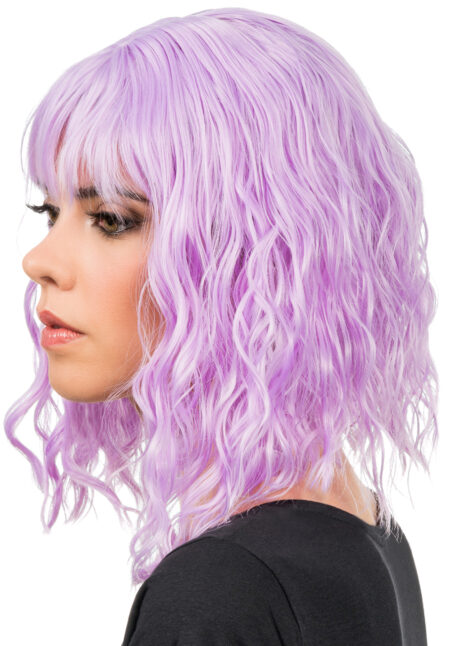 perruque violette, perruque lilas, perruque qualité, perruque ondulée, Perruque Bahia, Carré Ondulé, Lilas Pastel