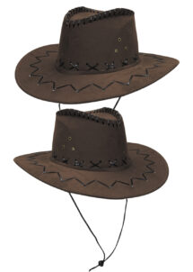 chapeau de cowboy marron, chapeau cowboy imitation daim, chapeau cowboy suédine