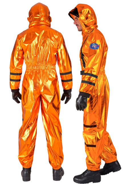 déguisement astronaute orange, déguisement astronaute adulte, astronaute avec casque, Déguisement d’Astronaute, avec Casque Souple, Orange Métal